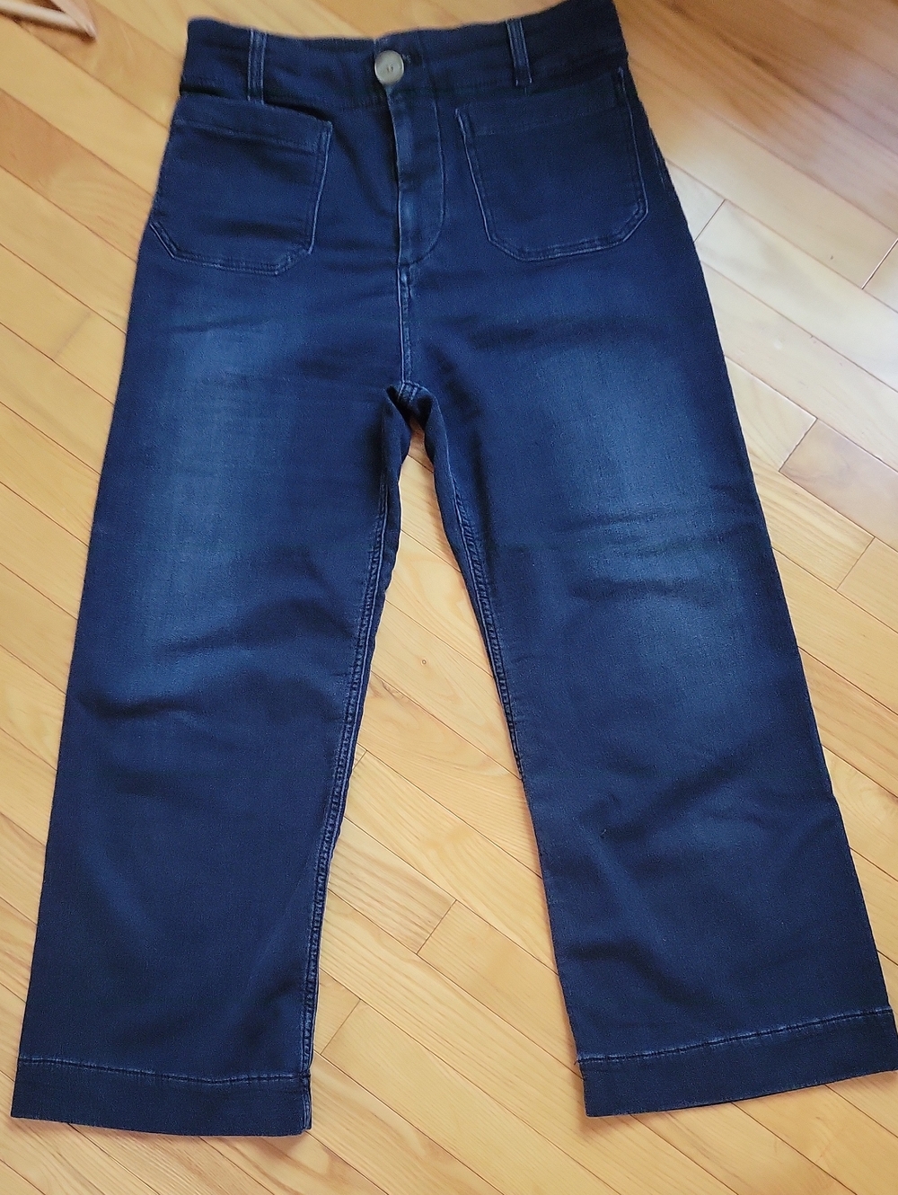 Maeve Dark Navy Wide-Leg Cropped pants